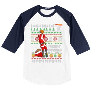 Merry Swishmas Ugly Christmas Basketball Christmas Baseball Sleeve Shirt