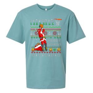 Merry Swishmas Ugly Christmas Basketball Christmas Sueded Cloud Jersey T-Shirt