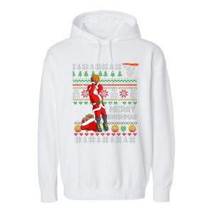 Merry Swishmas Ugly Christmas Basketball Christmas Garment-Dyed Fleece Hoodie