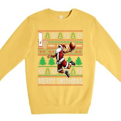 Merry Swishmas Ugly Christmas Basketball Christmas Premium Crewneck Sweatshirt