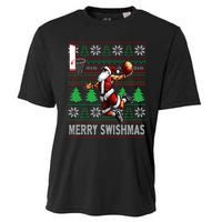 Merry Swishmas Ugly Christmas Basketball Christmas Cooling Performance Crew T-Shirt