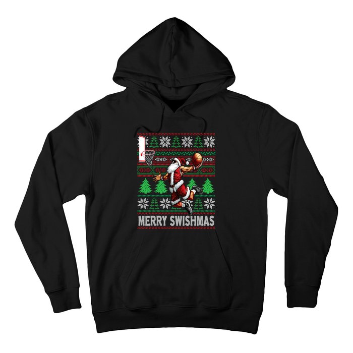 Merry Swishmas Ugly Christmas Basketball Christmas Hoodie