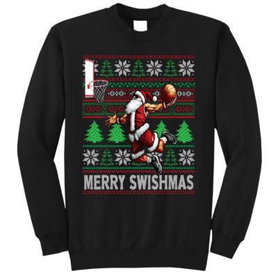 Merry Swishmas Ugly Christmas Basketball Christmas Sweatshirt