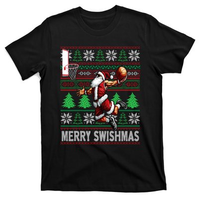 Merry Swishmas Ugly Christmas Basketball Christmas T-Shirt