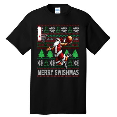 Merry Swishmas Ugly Christmas Basketball Christmas Tall T-Shirt