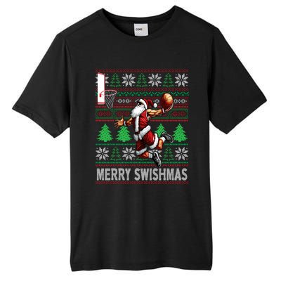 Merry Swishmas Ugly Christmas Basketball Christmas Tall Fusion ChromaSoft Performance T-Shirt