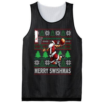 Merry Swishmas Ugly Christmas Basketball Christmas Mesh Reversible Basketball Jersey Tank