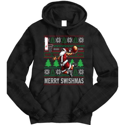 Merry Swishmas Ugly Christmas Basketball Christmas Tie Dye Hoodie