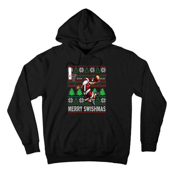 Merry Swishmas Ugly Christmas Basketball Christmas Tall Hoodie