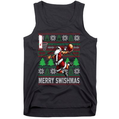 Merry Swishmas Ugly Christmas Basketball Christmas Tank Top