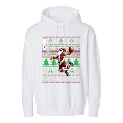 Merry Swishmas Ugly Christmas Basketball Christmas Garment-Dyed Fleece Hoodie