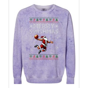 Merry Swishmas Ugly Christmas Basketball Christmas Colorblast Crewneck Sweatshirt