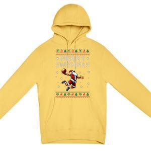 Merry Swishmas Ugly Christmas Basketball Christmas Premium Pullover Hoodie