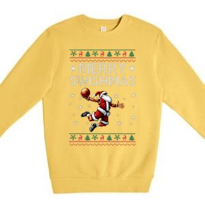 Merry Swishmas Ugly Christmas Basketball Christmas Premium Crewneck Sweatshirt