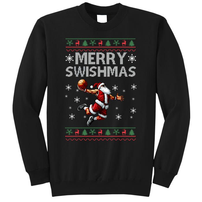 Merry Swishmas Ugly Christmas Basketball Christmas Sweatshirt