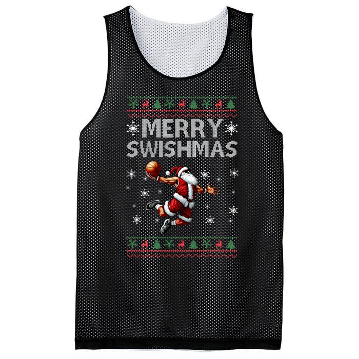 Merry Swishmas Ugly Christmas Basketball Christmas Mesh Reversible Basketball Jersey Tank