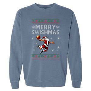 Merry Swishmas Ugly Christmas Basketball Christmas Garment-Dyed Sweatshirt