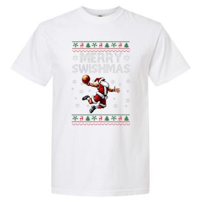 Merry Swishmas Ugly Christmas Basketball Christmas Garment-Dyed Heavyweight T-Shirt