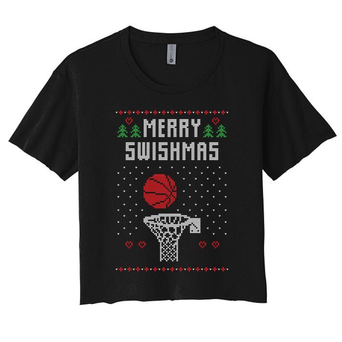 Merry Swishmas Ugly Christmas Women's Crop Top Tee