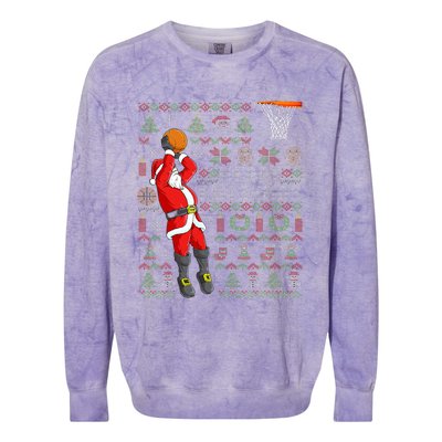 Merry Swishmas Ugly Christmas Basketball Christmas  Colorblast Crewneck Sweatshirt