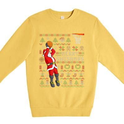 Merry Swishmas Ugly Christmas Basketball Christmas  Premium Crewneck Sweatshirt