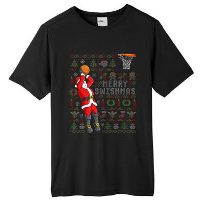 Merry Swishmas Ugly Christmas Basketball Christmas  Tall Fusion ChromaSoft Performance T-Shirt