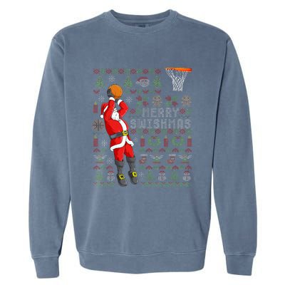 Merry Swishmas Ugly Christmas Basketball Christmas  Garment-Dyed Sweatshirt