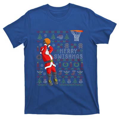 Merry Swishmas Ugly Christmas Basketball Christmas  T-Shirt