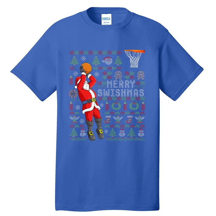 Merry Swishmas Ugly Christmas Basketball Christmas  Tall T-Shirt