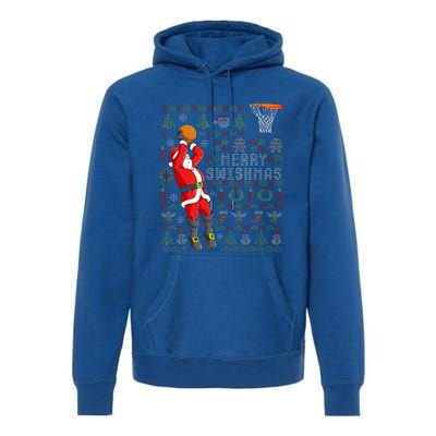 Merry Swishmas Ugly Christmas Basketball Christmas  Premium Hoodie