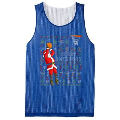 Merry Swishmas Ugly Christmas Basketball Christmas  Mesh Reversible Basketball Jersey Tank