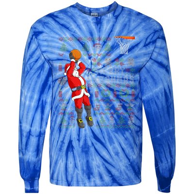 Merry Swishmas Ugly Christmas Basketball Christmas  Tie-Dye Long Sleeve Shirt