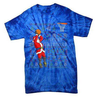 Merry Swishmas Ugly Christmas Basketball Christmas  Tie-Dye T-Shirt