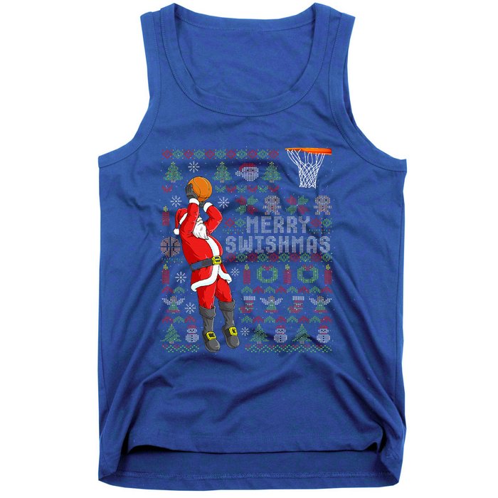 Merry Swishmas Ugly Christmas Basketball Christmas  Tank Top