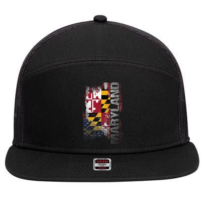 Maryland State Usa Flag Souvenir 7 Panel Mesh Trucker Snapback Hat