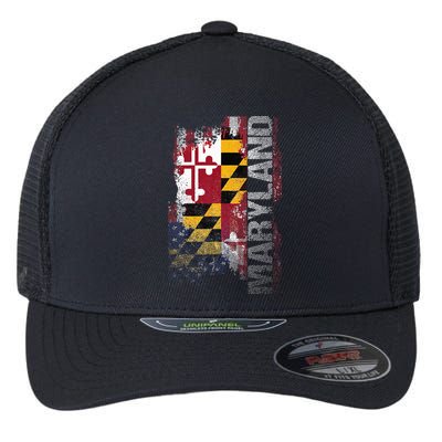 Maryland State Usa Flag Souvenir Flexfit Unipanel Trucker Cap