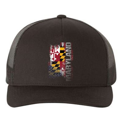 Maryland State Usa Flag Souvenir Yupoong Adult 5-Panel Trucker Hat