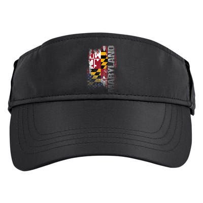 Maryland State Usa Flag Souvenir Adult Drive Performance Visor