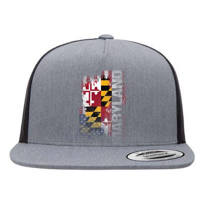 Maryland State Usa Flag Souvenir Flat Bill Trucker Hat