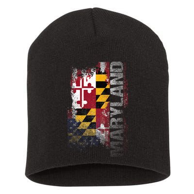 Maryland State Usa Flag Souvenir Short Acrylic Beanie