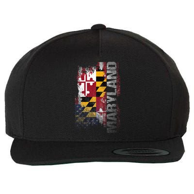 Maryland State Usa Flag Souvenir Wool Snapback Cap