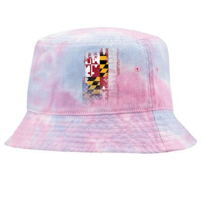 Maryland State Usa Flag Souvenir Tie-Dyed Bucket Hat