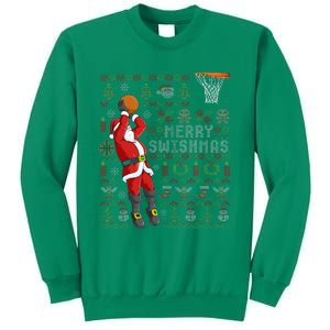 Merry Swishmas Ugly Christmas Basketball Christmas Sweatshirt