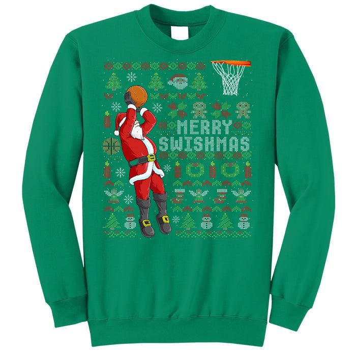 Merry Swishmas Ugly Christmas Basketball Christmas Sweatshirt