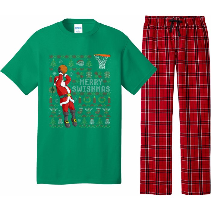 Merry Swishmas Ugly Christmas Basketball Christmas Pajama Set