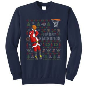 Merry Swishmas Ugly Christmas Basketball Christmas Tall Sweatshirt