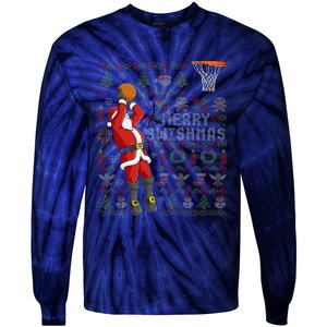 Merry Swishmas Ugly Christmas Basketball Christmas Tie-Dye Long Sleeve Shirt