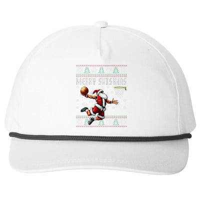 Merry Swishmas Ugly Christmas Basketball Christmas Snapback Five-Panel Rope Hat