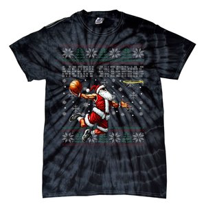 Merry Swishmas Ugly Christmas Basketball Christmas Tie-Dye T-Shirt