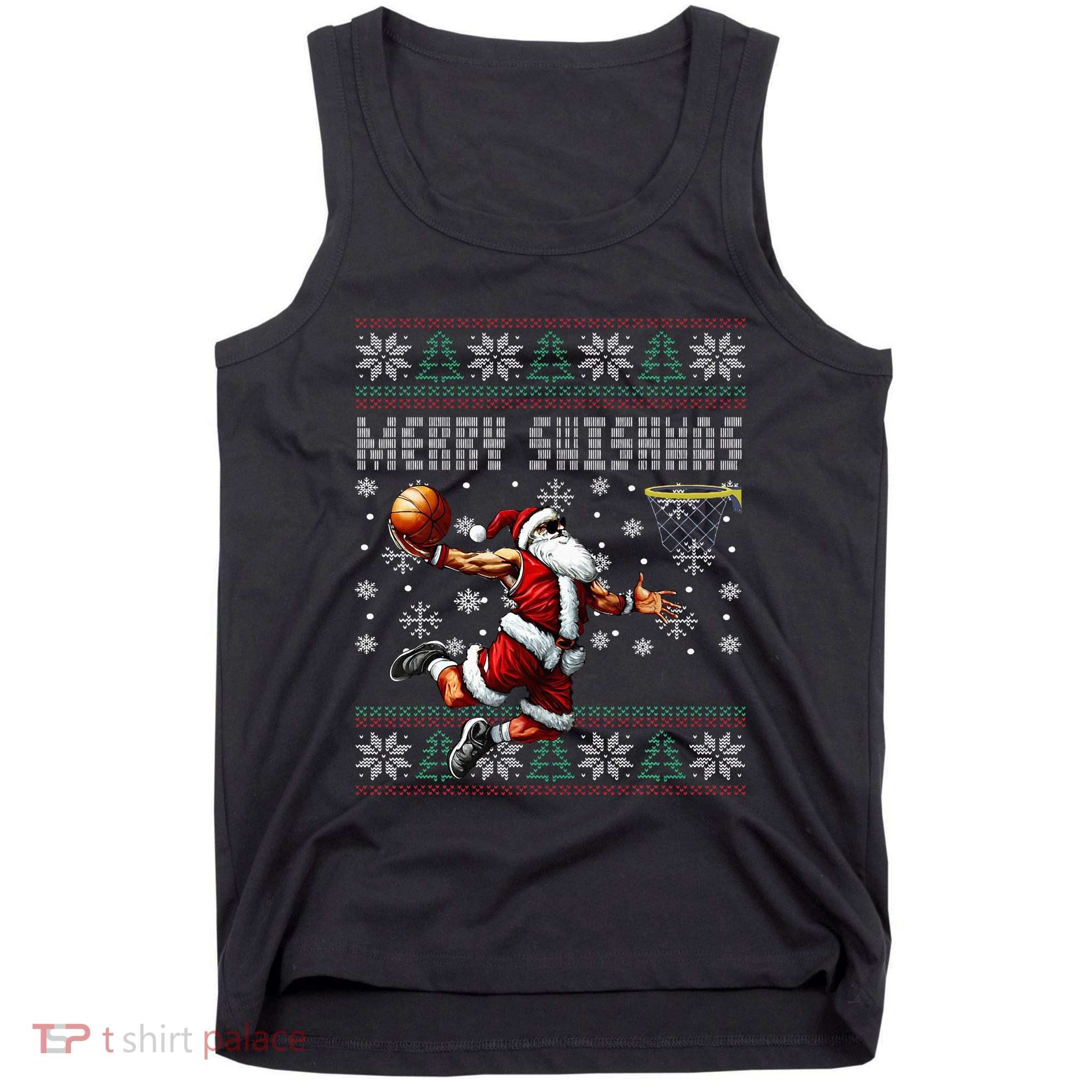 Merry Swishmas Ugly Christmas Basketball Christmas Tank Top